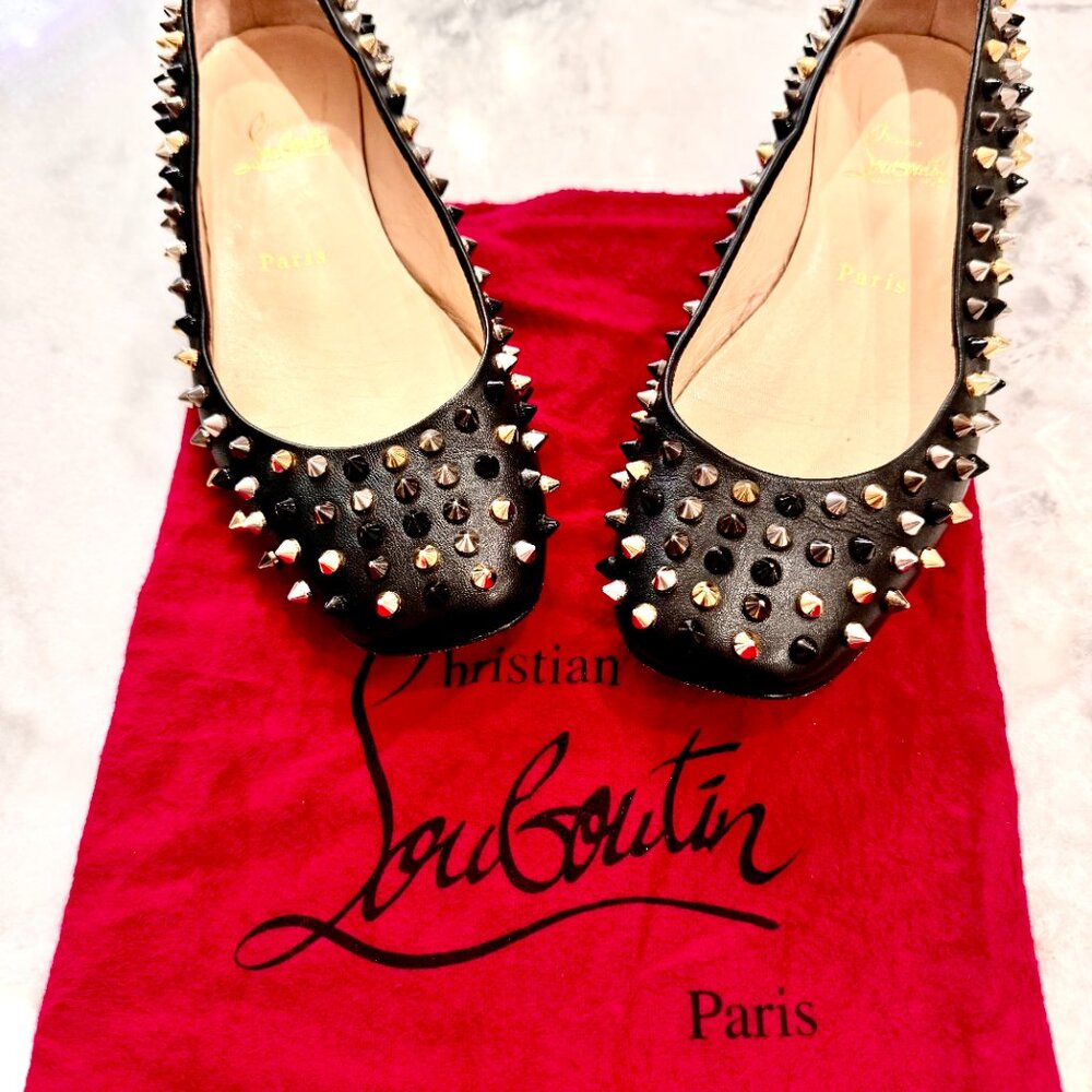 Christian Louboutin Black Studded Flats - Picture 7 of 8